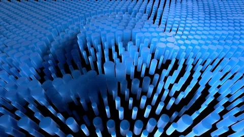 Abstract composition background full of cylinders made of frost blue glass. 3d Stock Illustration