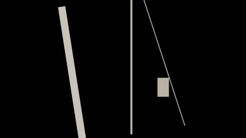 Abstract composition with beige lines and rectangle on black background Video stock 335430956