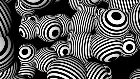 Abstract Composition of Black and White Striped Spheres Stock Footage 299252534