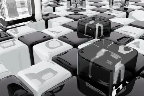 Abstract composition with black and white cubes Stock Illustration