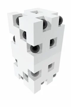 Abstract composition with blocks and spheres Stock Illustration