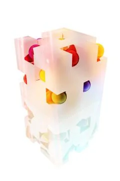 Abstract composition with blocks and spheres Stock Illustration