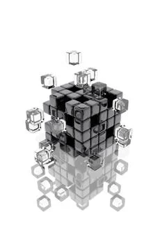 Abstract composition with blocks fitting together Stock Illustration