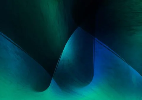 An abstract composition of blue and green fluid waves and curved forms, fea.. イラスト素材
