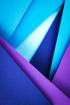 Abstract composition of blue and purple papers Stock Photos