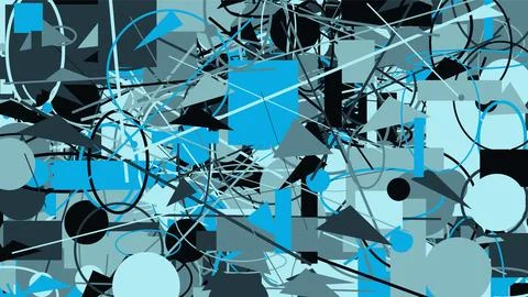 Abstract composition with blue black and gray geometric shapes and lines 스톡 일러스트