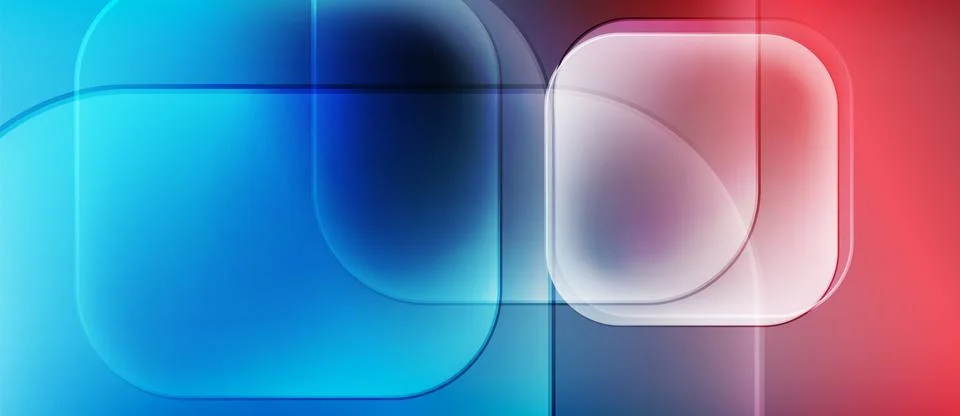 Abstract composition. Blue, red gradients blend. Rounded rectangles overlap イラスト素材