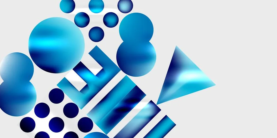 Abstract composition. Blue shapes overlap, creating dynamic visual interest. 库存插图