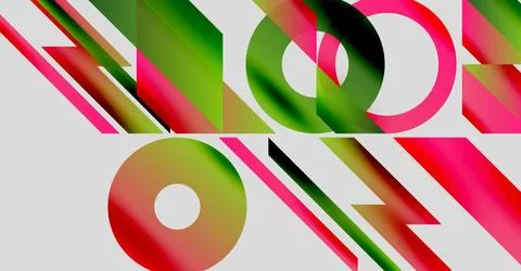 Abstract composition. Bold colors, geometric shapes overlap creating dynamic 库存插图