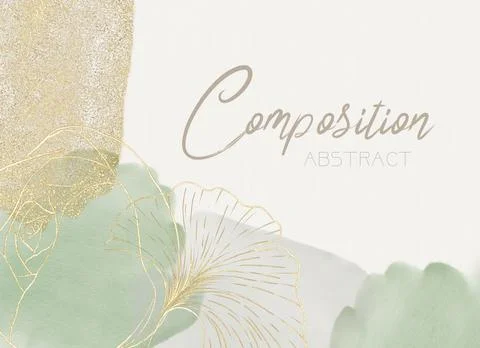 Abstract composition, border of watercolor spots, green and purple colors, pl Stock Illustration
