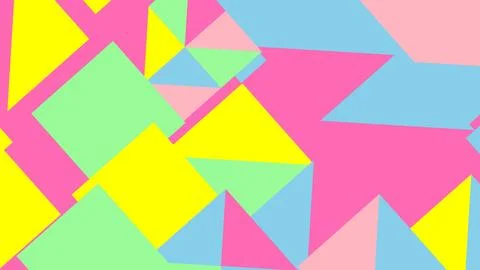 Abstract composition of bright geometric triangles and quadrilaterals in neon Stock Illustration