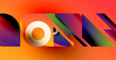 Abstract composition. Bright orange background features layered geometric shapes イラスト素材