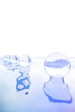 Abstract composition with bubbles over the sea Illustrazione stock