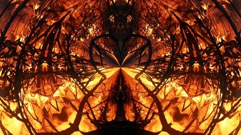 Abstract Composition of Burning Branches on Fire Stock Footage 88463342