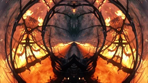 Abstract Composition of Burning Branches on Fire Stock Footage 88463452