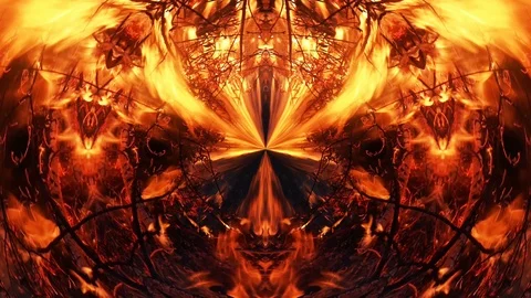 Abstract Composition of Burning Branches on Fire Stock Footage 88464038