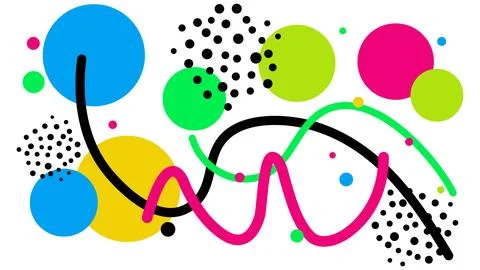 Abstract composition with circles and wavy lines abstract background abstract 스톡 일러스트