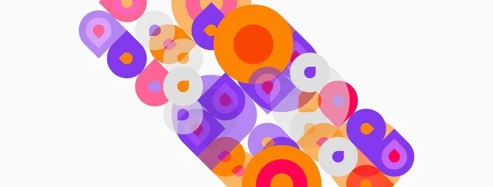Abstract composition. Circles, ovals overlap creating vibrant pattern. Purple Stockillustratie