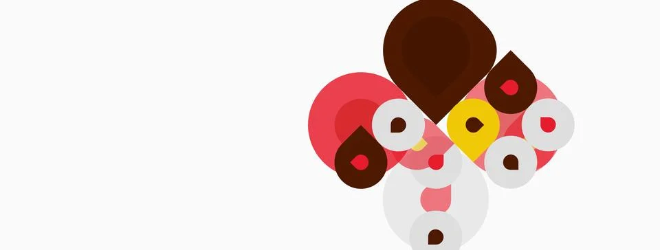 Abstract composition. Circles overlap, creating playful forms. Colors include イラスト素材