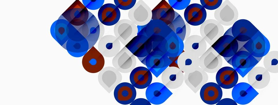 Abstract composition. Circles, squares overlap creating complex visual patter Stock Illustration