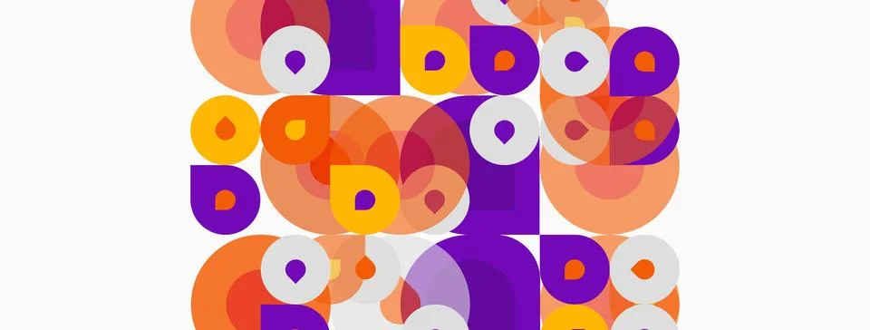 Abstract composition. Circles, squares overlap creating vibrant pattern. Or.. Stockillustratie