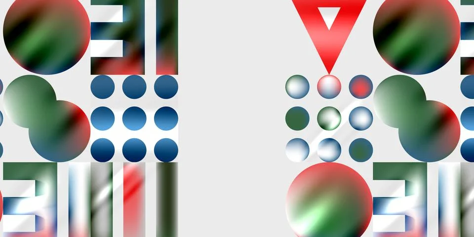 Abstract composition. Circles, triangles, rectangles present geometric shapes. Stock Illustration