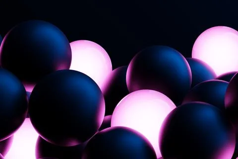 Abstract composition with a cluster of 3d spheres. Multicolored glossy bubble Stock Illustration