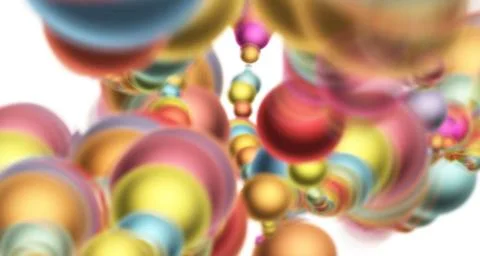 Abstract composition with colored 3d balls as computer game in space, brig... 库存照片