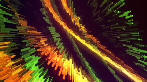 Abstract composition with colored lines of square shapes, modern background, 3d Stock Illustration
