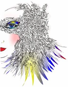 Abstract composition with colorful eye Stock Illustration