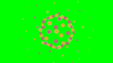 Abstract composition of colorful floating circles on a vibrant green backgrou Stock Footage 340264844