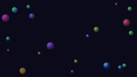 Abstract composition of colorful floating spheres against a dark background 库存影片 335117361