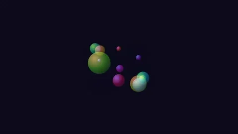 Abstract composition of colorful floating spheres on a dark background Video stock 335117480