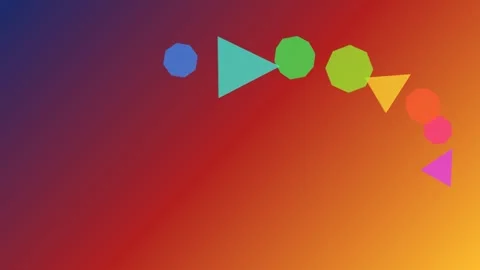 Abstract composition of colorful geometric shapes on a vibrant gradient Video stock 335117186
