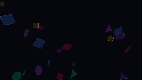 Abstract composition of colorful geometric shapes on a solid black background Video stock 335117280