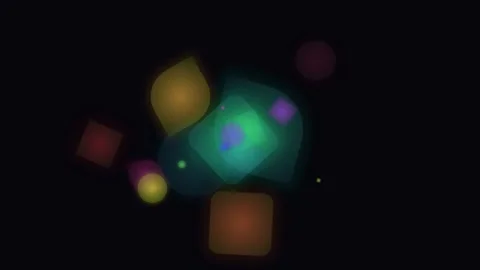 Abstract composition of colorful geometric shapes on a dark black background Video stock 335117356
