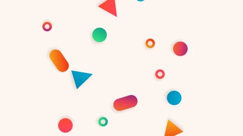Abstract composition of colorful geometric shapes on a white background Stockbeeldmateriaal 338310072