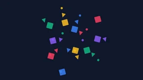 Abstract composition of colorful geometric shapes on a dark blue background Stock Footage 339618603