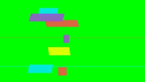 Abstract composition of colorful geometric shapes on a vibrant green backgrou Video stock 340904618