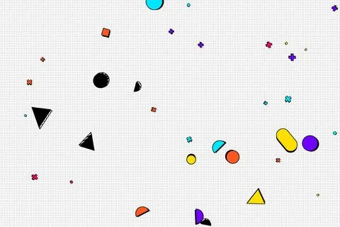 Abstract Composition of Colorful Geometric Shapes and Patterns on a Dotted .. 스톡 일러스트