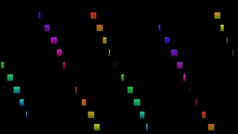 Abstract composition of colorful geometric squares on a solid black background Video stock 335117241
