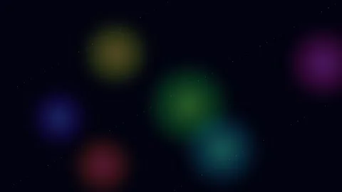 Abstract composition of colorful glowing orbs set against a starry background 库存影片 335149853