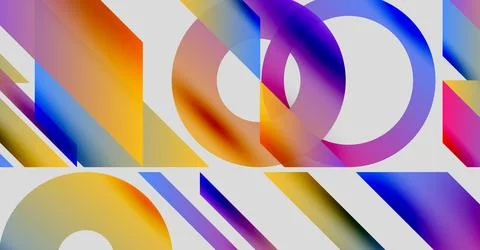 Abstract composition. Colorful gradients form overlapping circular, triangular 库存插图