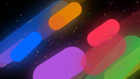 Abstract composition of colorful pill-shaped rounded rectangles arranged in.. Stock Footage 345687213