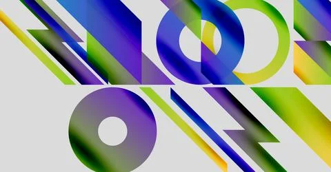 Abstract composition. Colorful shapes intersect, creating dynamic visual effect. Stock Illustration