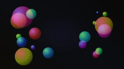 Abstract composition of colorful spheres floating in a deep black space Stock Footage 335117451