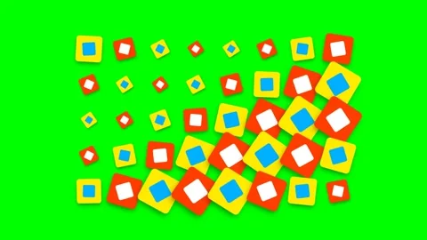 Abstract composition of colorful squares arranged on a vibrant green backgrou Stock Footage 340900612