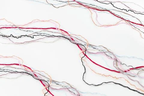 Abstract composition of colorful tangled threads 스톡 사진