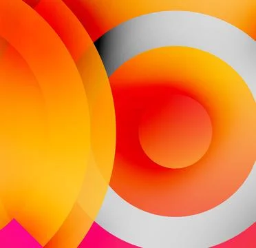 Abstract composition. Concentric circles, vibrant orange hues dominate. Pink, Stock Illustration