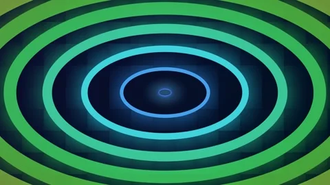 Abstract composition of concentric glowing circles on a dark background Video stock 335117664